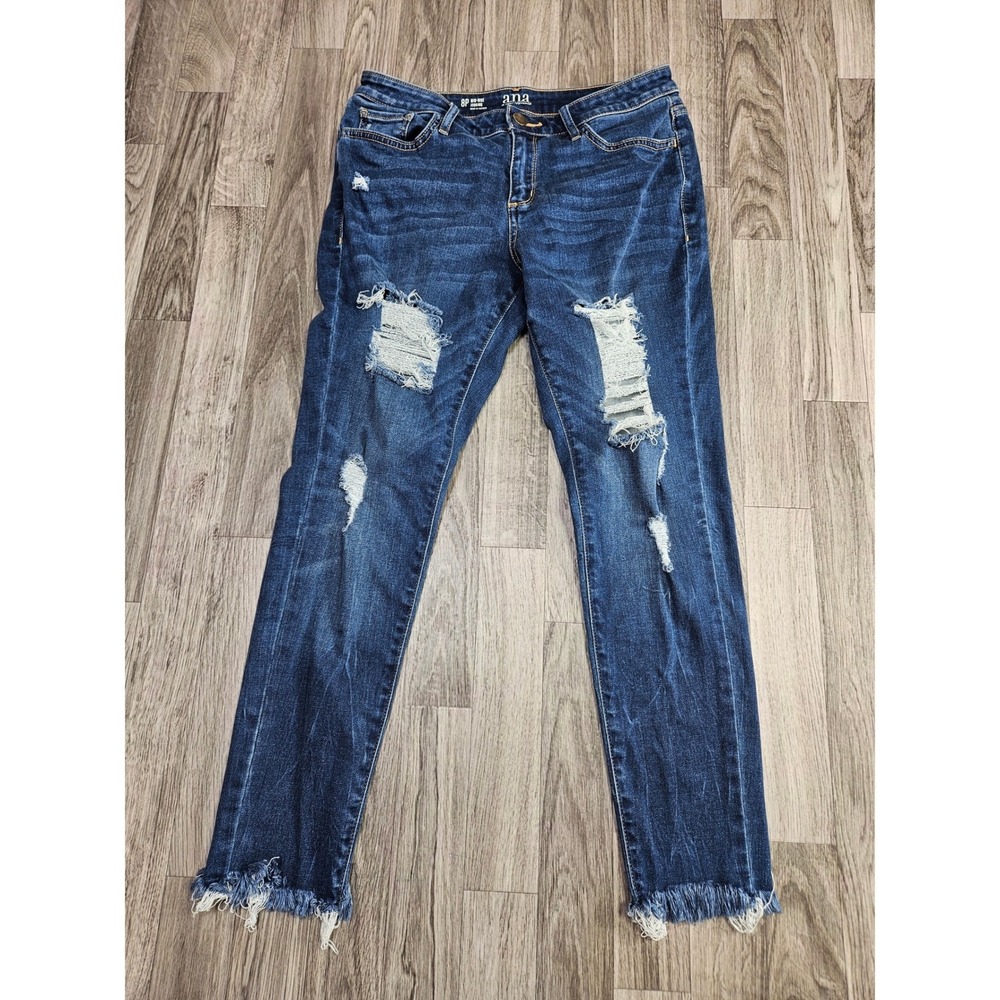 a.n.a Jegging Womens 8P Blue Distressed Frayed Hem Mid-Rise Denim Jeans